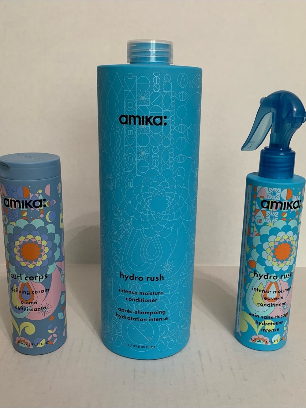 Amika hair care bundle hydro rush conditioner, curl corps